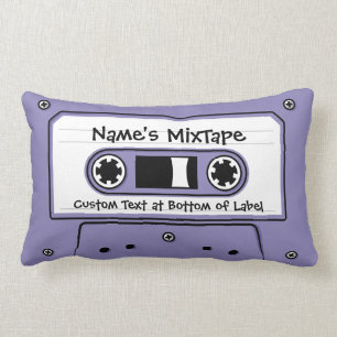 Lilac Audio Cassette Tape Lumbar Pillow