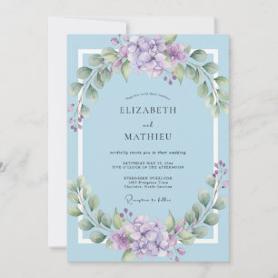 Lilac Azure Wreath Wedding Invitation