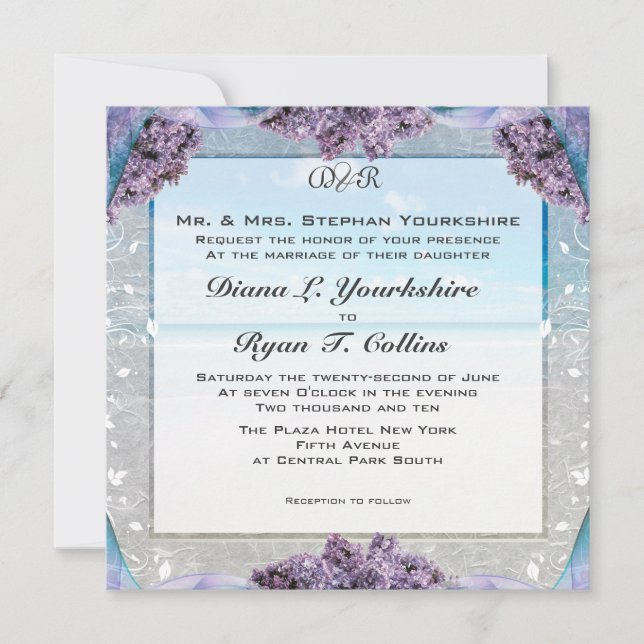 Lilac Beach Wedding Invitation (Front)