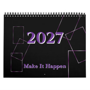 Lilac Black Geometric Frame Custom Calendar