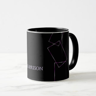 Lilac Black Geometric Frame Custom Coffee Mug