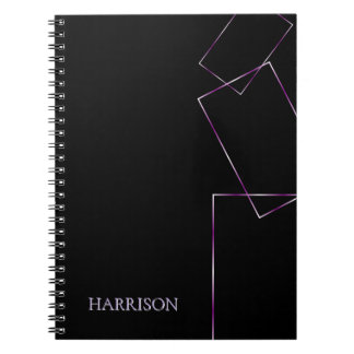 Lilac Black Geometric Frame Custom Notebook