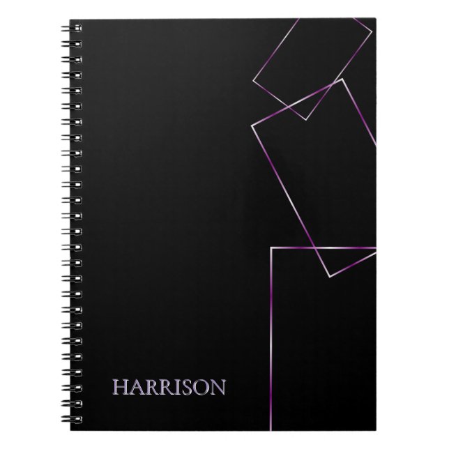 Lilac Black Geometric Frame Custom  Notebook (Front)