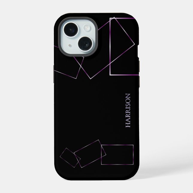 Lilac  Black Geometric Frame Custom Phone Case (Back)