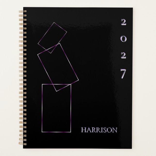 Lilac Black  Geometric Frame Custom  Planner (Front)
