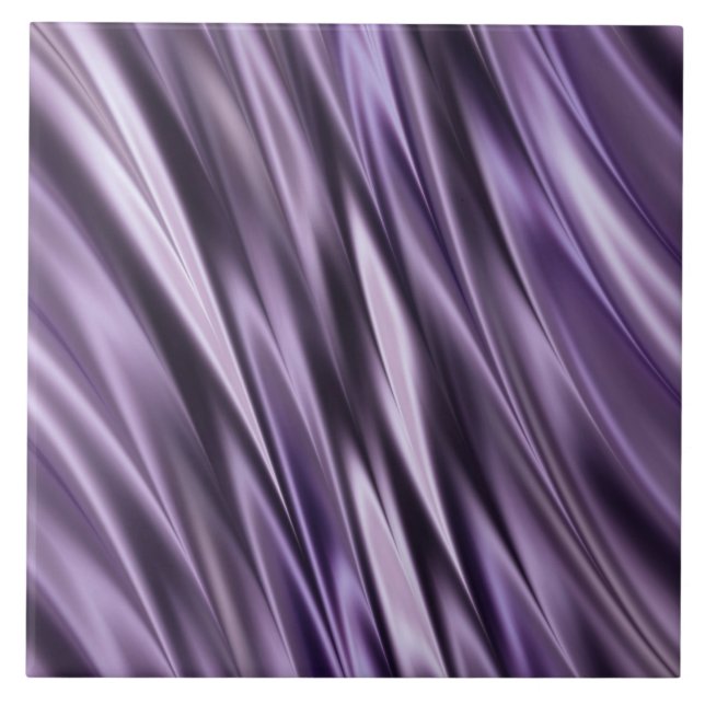 Lilac black waves ceramic tile (Front)