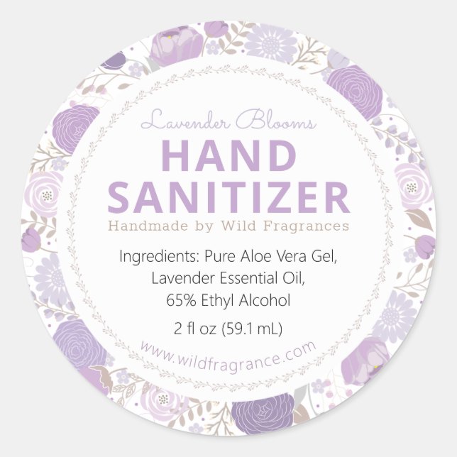 Lilac Bloom Personalised Hand Sanitizer Soap Label (Front)