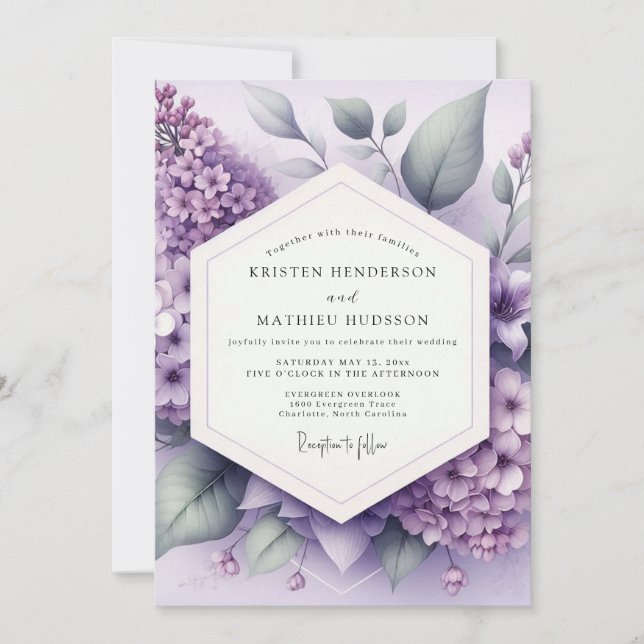Lilac Bloom Whimsy Wedding Invitation (Front)