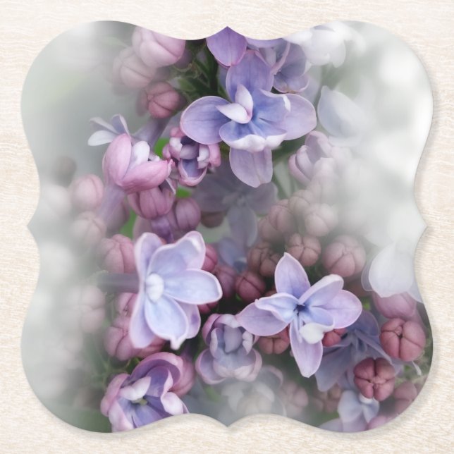 Lilac blooming paper coaster (Front)