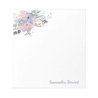 Lilac Blooms Floral Personalised Stationery  Note 