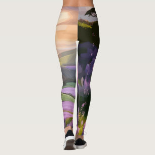 Lilac Blooms: Hillside Art at Sunset's Glow Leggings
