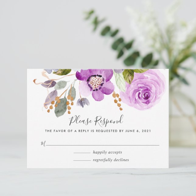 Lilac Blooms RSVP Card (Standing Front)
