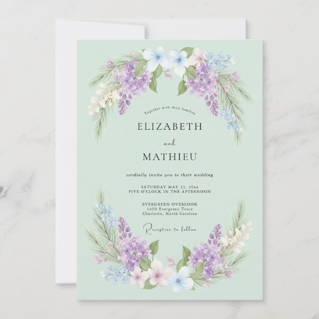 Lilac Blossom Arch Wedding Invitation (Front)