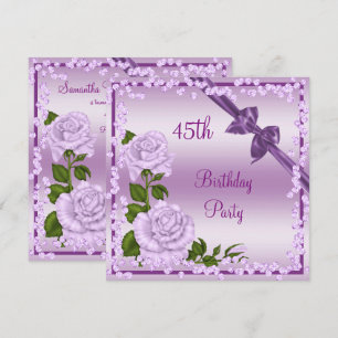 Lilac Blossom, Bows & Diamonds 45th Birthday Invitation