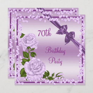 Lilac Blossom, Bows & Diamonds 70th Birthday Invitation