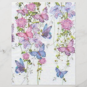 Lilac Blue Butterflies Decoupage Scrapbook Paper