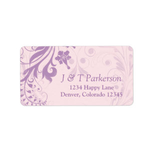 Lilac Blush Pink Floral Wedding Address Label