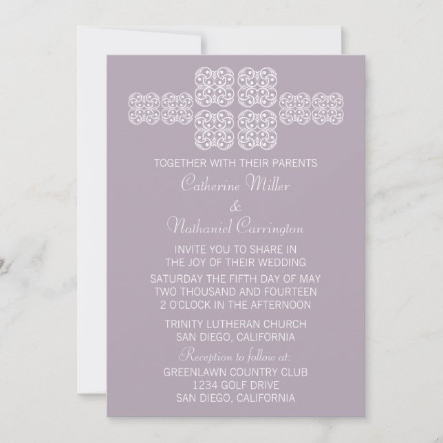 Lilac Bohemian Chic Wedding Invite (Front)