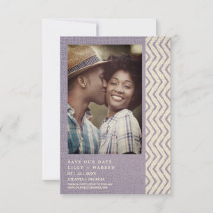 Lilac Boho Texture Engaged Romantic Couple Save The Date