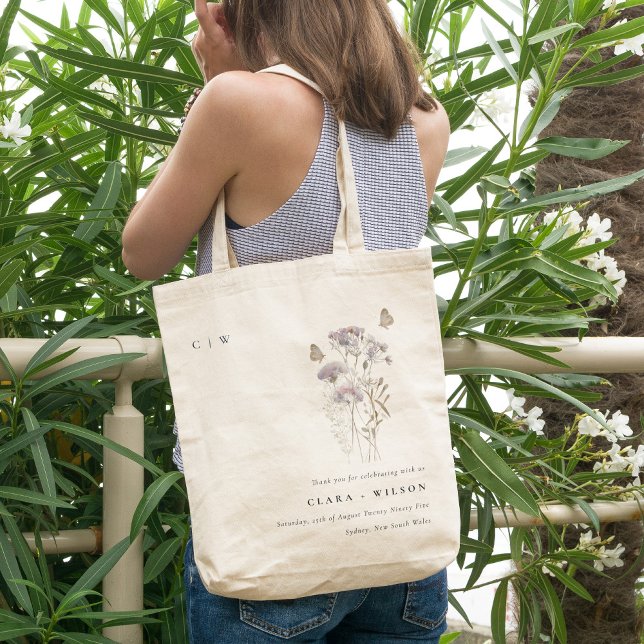 Lilac Boho Wildflower Fern Botanical Wedding Tote Bag (Creator Uploaded)