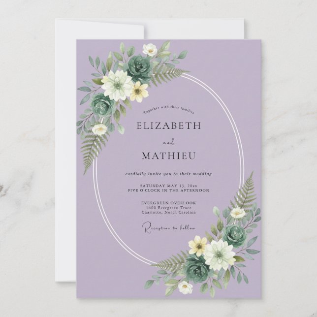 Lilac Botanical Ethereal Wedding Invitation (Front)
