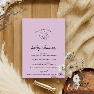 Lilac Botanical Simple Boho Baby Shower Party Invitation