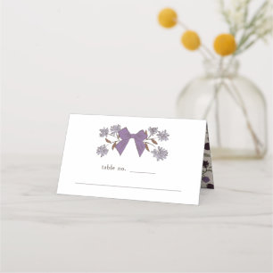 Lilac Bow Floral Wedding Table Number  Place Card