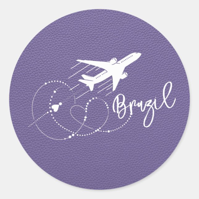 Lilac Brazil Passport Classic Round Sticker (Front)