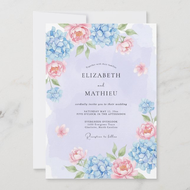 Lilac Breezy Spring Wedding Invitation (Front)