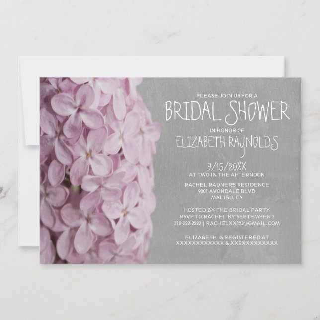 Lilac Bridal Shower Invitations (Front)