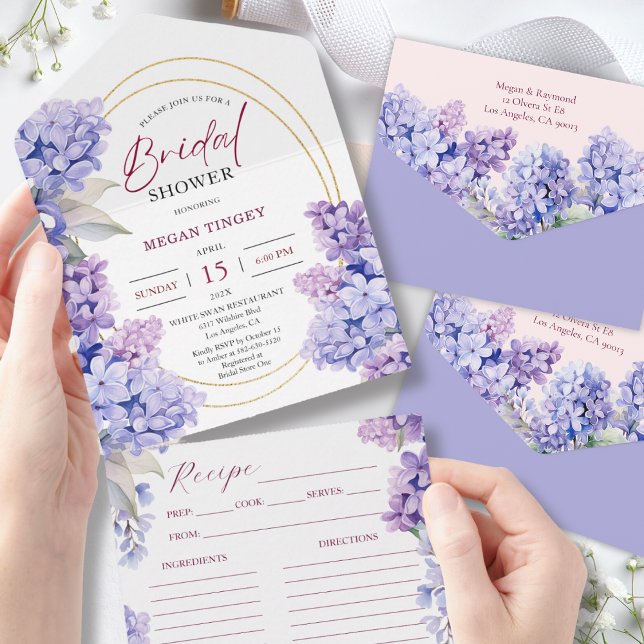 Lilac Bridal Shower Periwinkle Purple Recipe All In One Invitation (Creator Uploaded)