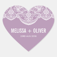 Lilac Brocade Lace | Wedding Heart Sticker