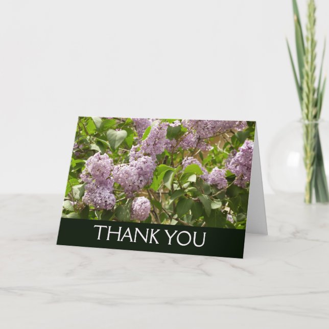 Lilac Bush Beautiful Purple Spring Flowers Thank You Card (Front)