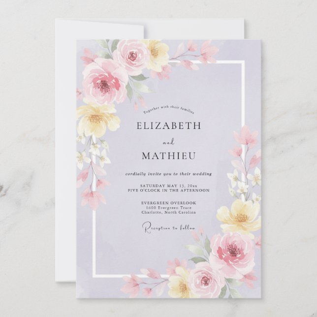 Lilac Butter Blossom Wedding Invitation (Front)