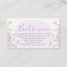 Lilac Butterfly Baby Shower Bring a Book Card