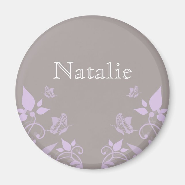 Lilac Butterfly Floral Magnet (Front)
