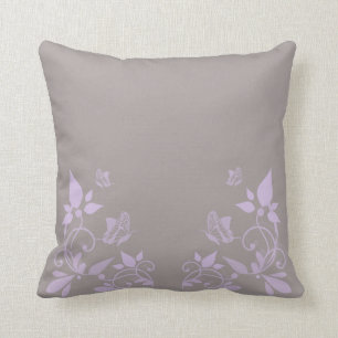 Lilac Butterfly Floral Pillow