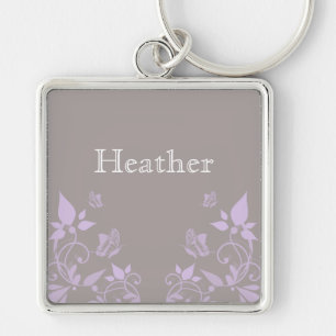 Lilac Butterfly Floral Premium Keychain