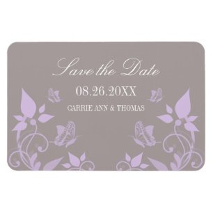 Lilac Butterfly Floral Save the Date Magnet