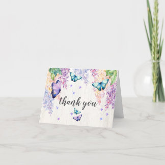 Lilac & Butterfly Folded Thank You Card
