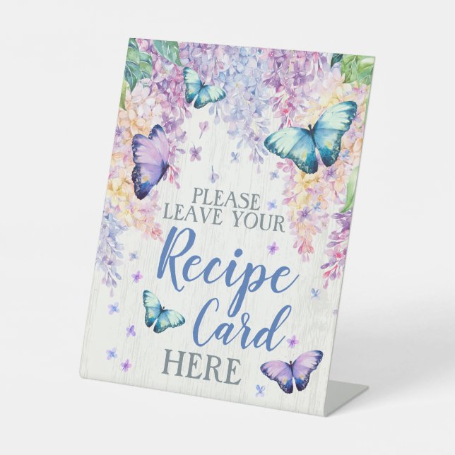 Lilac & Butterfly Recipe Card Pedestal Sign (Front)