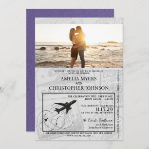 Lilac California Passport Wedding Invitation