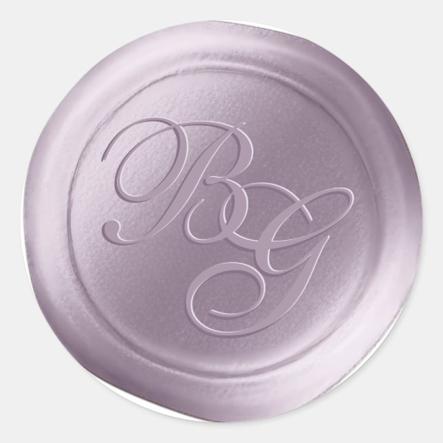 Lilac Calligraphy Monogram Wax Seal Stickers (Front)