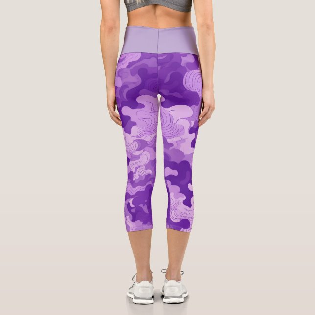 Lilac camo pattern  capri leggings (Back)