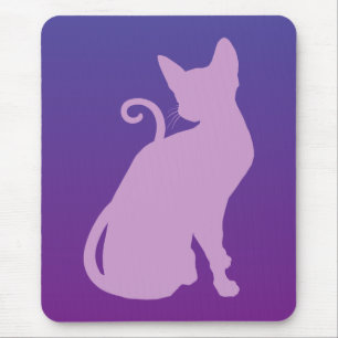 Lilac Cat on Purple Mouse Pad