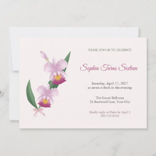 Lilac Cattleya Corsage Sweet Sixteen Invitation