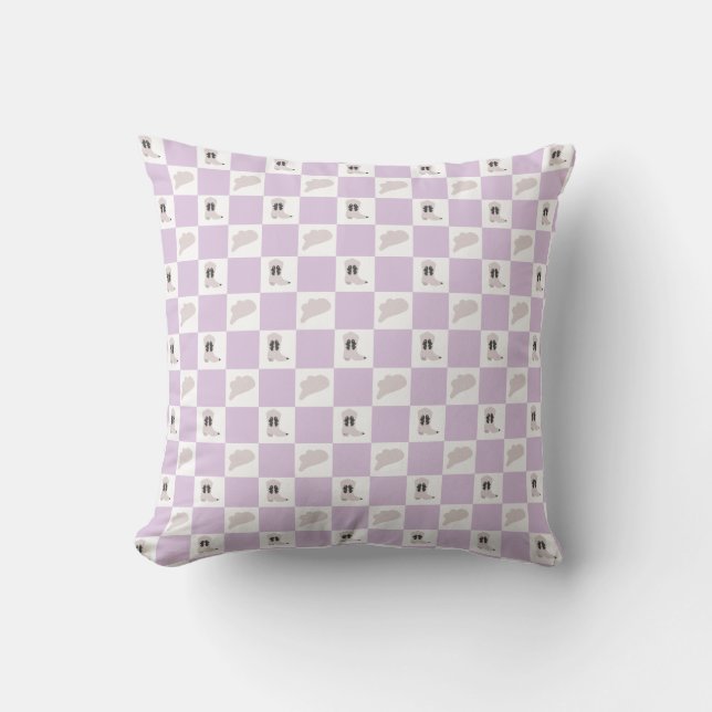 Lilac Chequered Cowgirl Rodeo Pattern Cushion (Front)