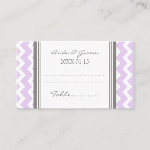 Lilac Chevron Wedding Table Place Setting Cards