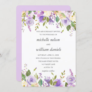 Lilac   Chic Lavender Watercolor Floral Wedding Invitation