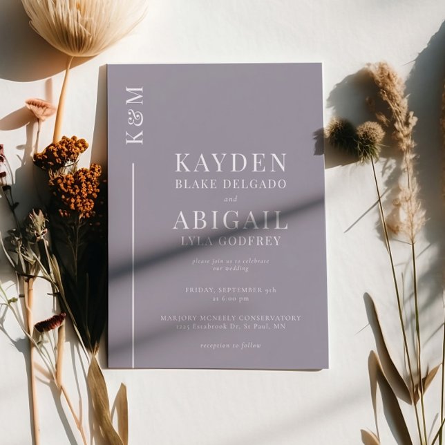 Lilac Clean Line Minimalist Wedding Invitation (Creator Uploaded)